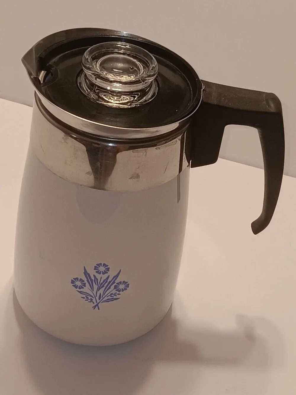 Corelle  Blue Cornflower Stove Top Percolator 6 Cup Coffee Tea Pot Complete EUC